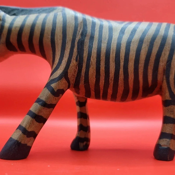 Hand Carved Wood Zebra Figurine African Decore 5x3 inch - Picture 3 of 7